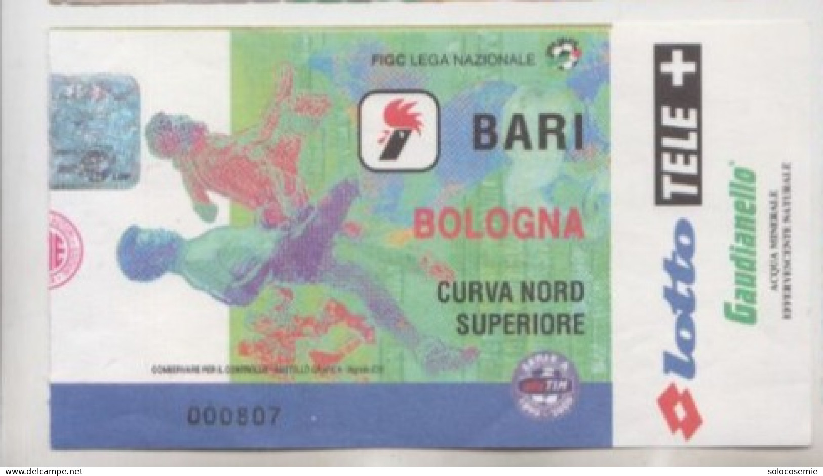 1999/2000 #  BARI  -  BOLOGNA - Calcio  #  Ingresso  Stadio / Ticket  000807 - Eintrittskarten