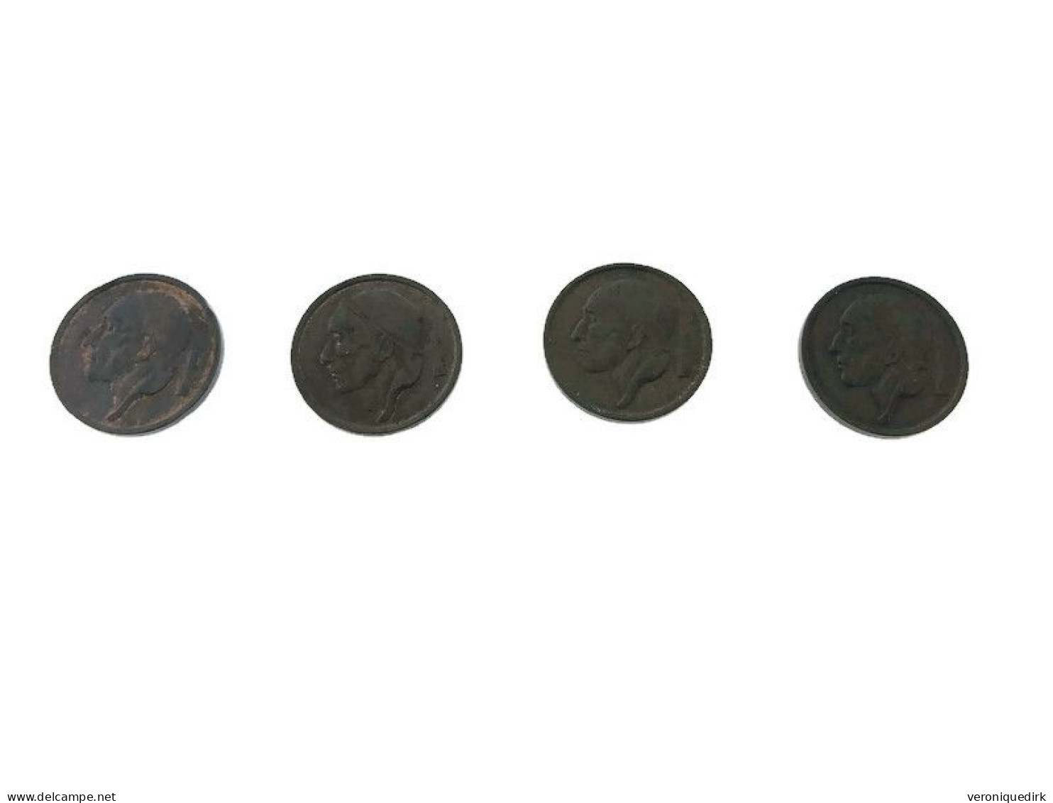 Lot de 4 pièces de monnaie 20 Centimes BELGIQUE 1963