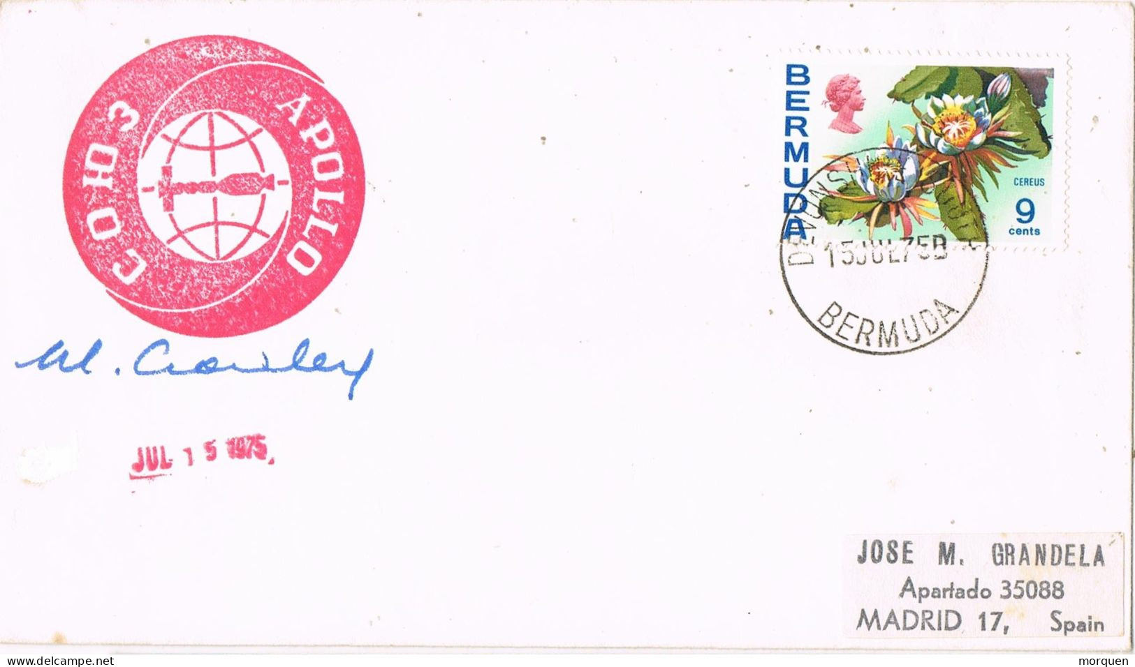 51217. Carta DEVONSHIRE SOUTH (Bermuda) 1975. SPACE, Carrera Espacia APOLLO-SOYUZ - Bermuda