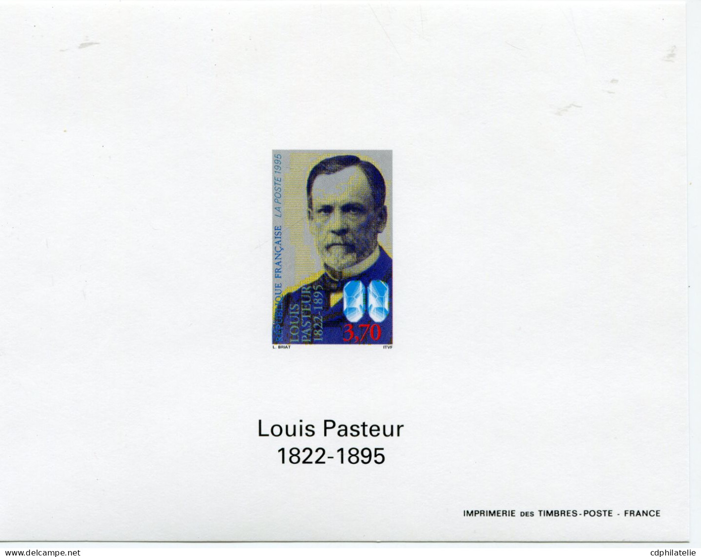 FRANCE N°2925 CENTENAIRE DE LA MORT DE LOUIS PASTEUR ( 1822-1895 ) EN FEUILLET NON DENTELE GOMME - Louis Pasteur