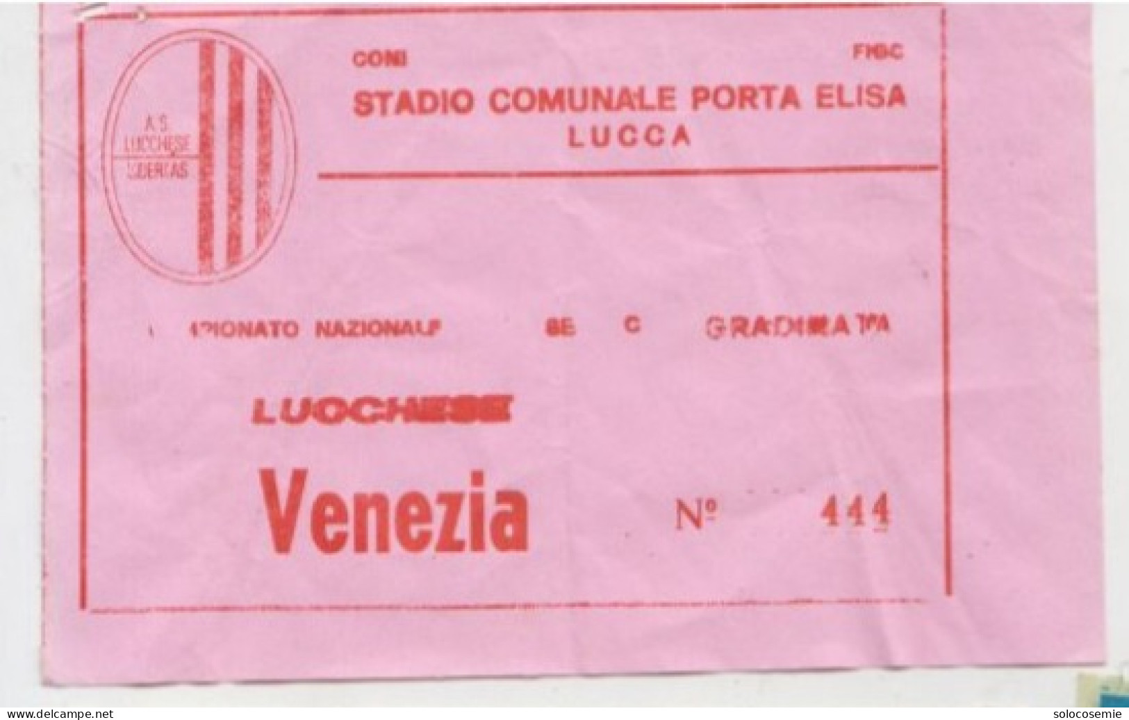 1989/90  #  LUCCHESE - VENEZIA  - Calcio  #  Ingresso  Stadio / Ticket  444 - Eintrittskarten