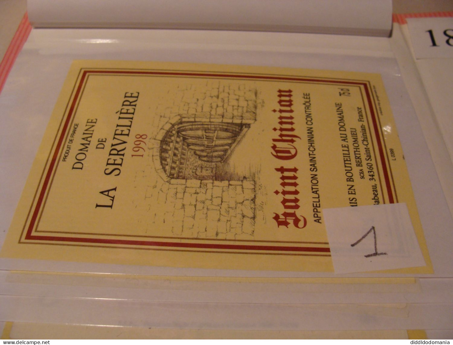 Etiquette De Vin Jamais Collée Wine Label  Weinetikett 1 Etiquettes Languedoc Roussillon Saint Chinian 1998 Serveliere - Languedoc-Roussillon