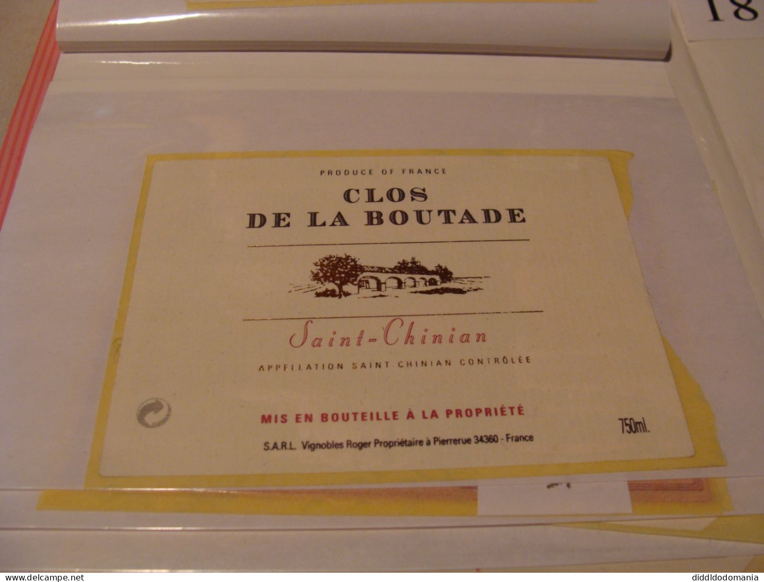 Etiquette De Vin Jamais Collée Wine Label  Weinetikett 1 Etiquettes Languedoc Roussillon Saint Chinian Clos La Boutade - Languedoc-Roussillon