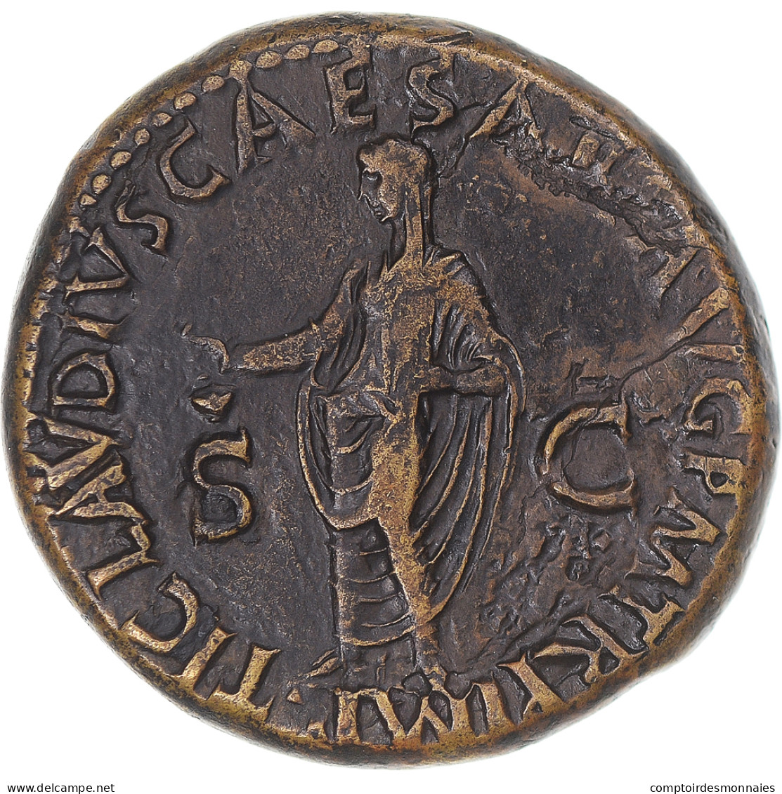 Monnaie, Antonia, Dupondius, 41-45, Rome, TTB, Bronze, RIC:92 - Les Julio-Claudiens (-27 à 69)