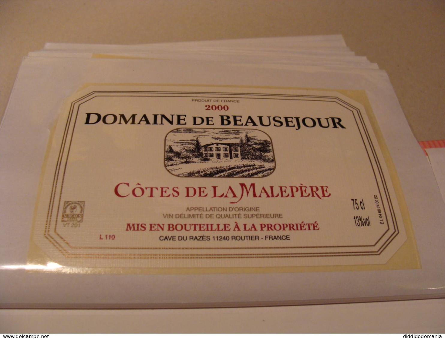 Etiquette De Vin Jamais Collée Wine Label  Weinetikett 1 Etiquettes Languedoc Roussillon Cotes De La Malepere 2000 - Languedoc-Roussillon