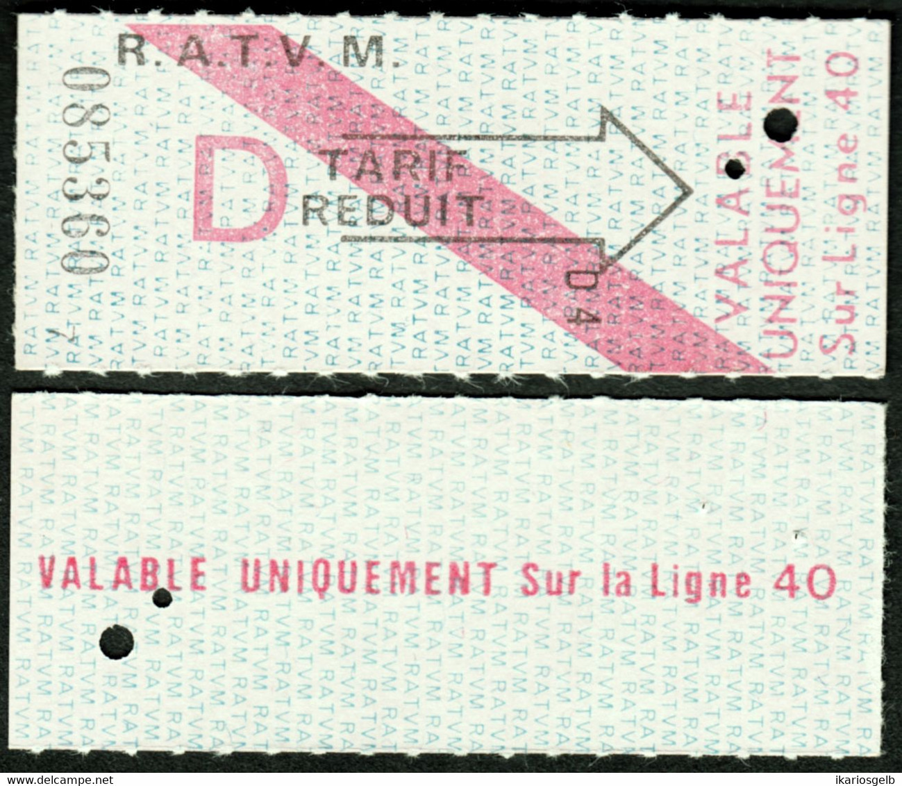 Marseille France ~1961 Billet Ligne 40 Tranvia Tramway Strassenbahn Fahrschein Boleto Biglietto Ticket Billet - Europa