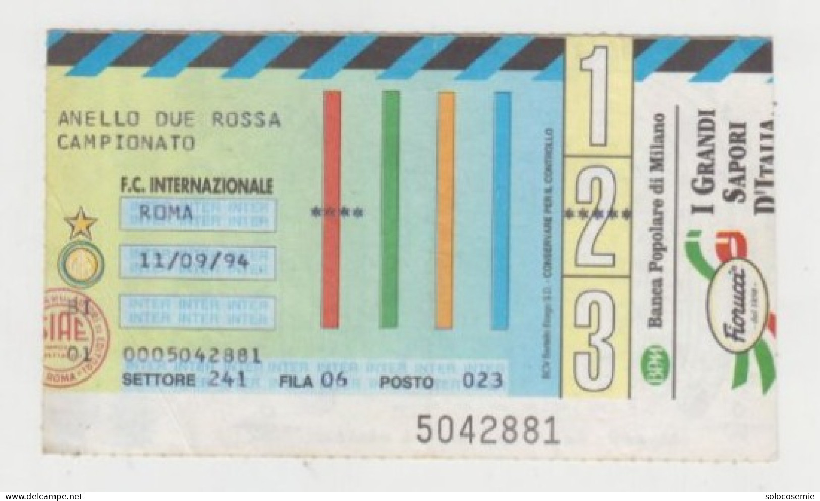 11/09/1994 INTER -ROMA  - Calcio  #  Ingresso  Stadio / Ticket  5042881 - Eintrittskarten