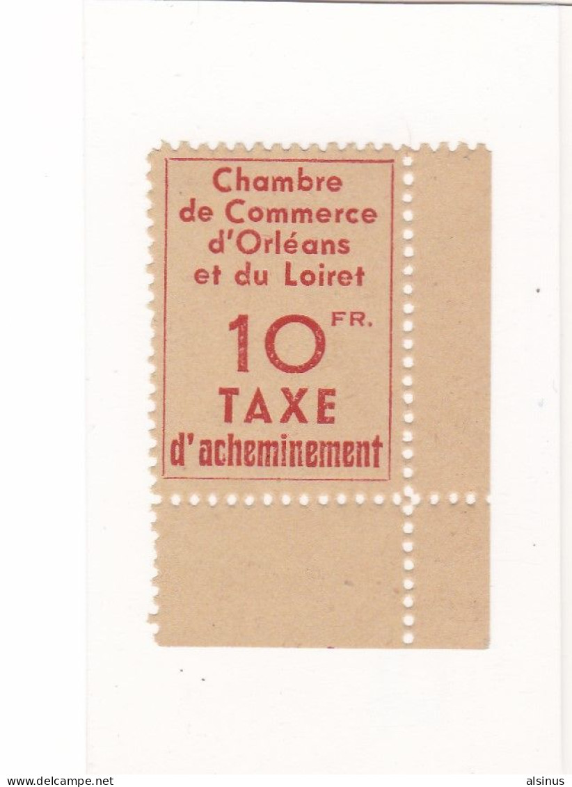 FRANCE - TIMBRE DE GREVE - 1953 - CHAMBRE DE COMMERCE D'ORLEANS - 10 F ROUGE-BRIQUE SUR JAUNE - N° 3 - NEUF - Timbres