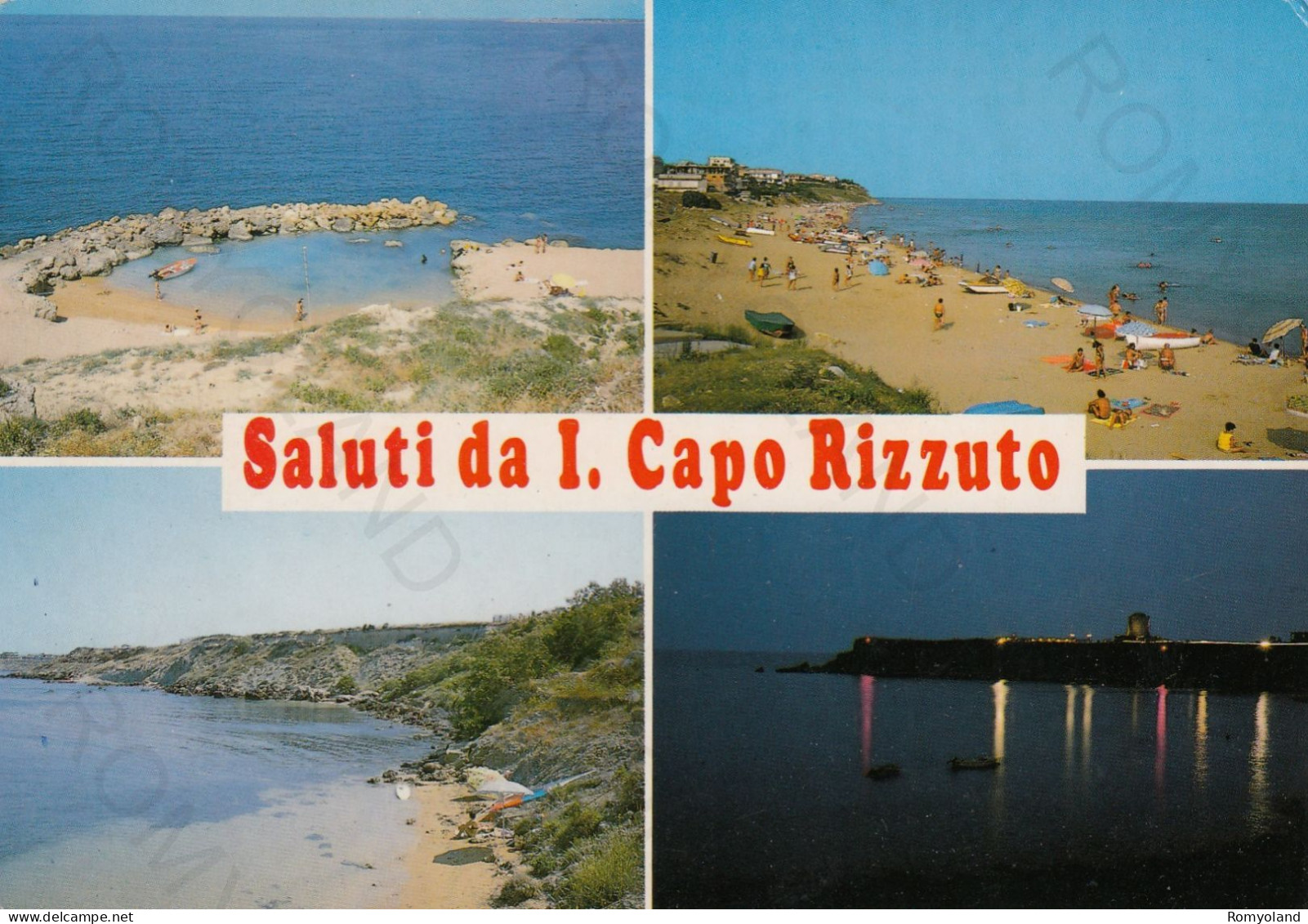 CARTOLINA  ISOLA CAPO RIZZUTO,CROTONE,CALABRIA-SALUTI-MARE,ESTATE,VACANZA,SPIAGGIA,BARCHE,BELLA ITALIA,VIAGGIATA 1987 - Crotone