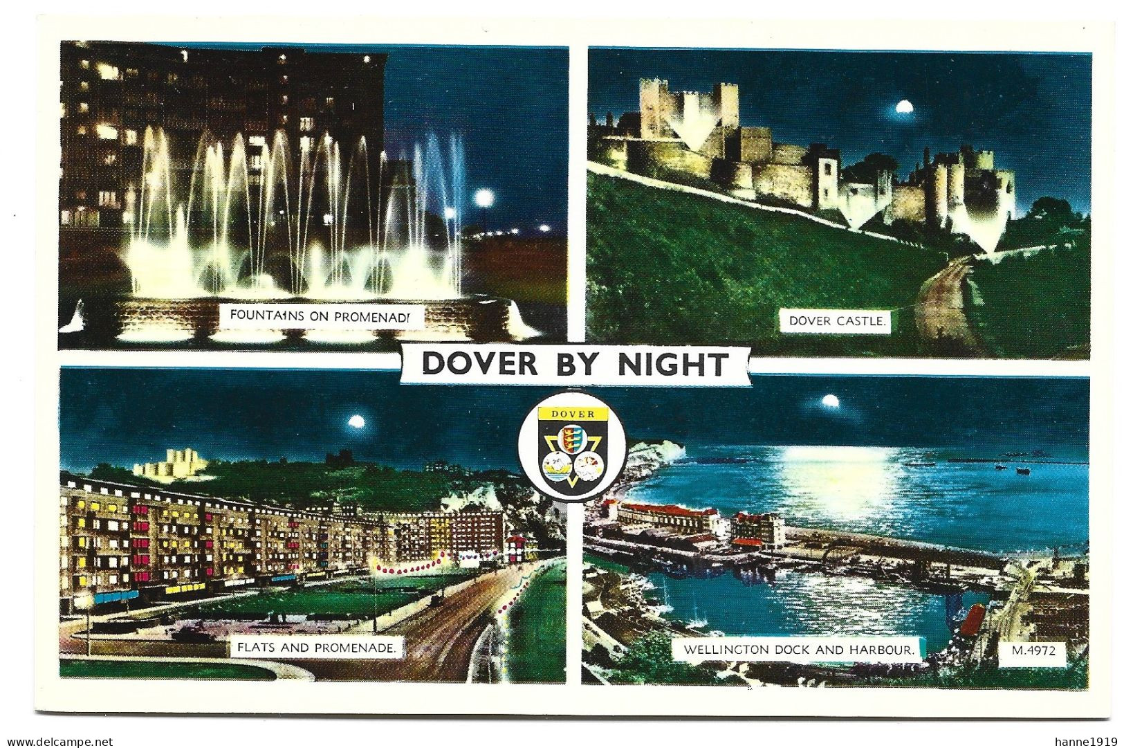 Dover By Night Multi View Photo Card Kent England Htje - Dover