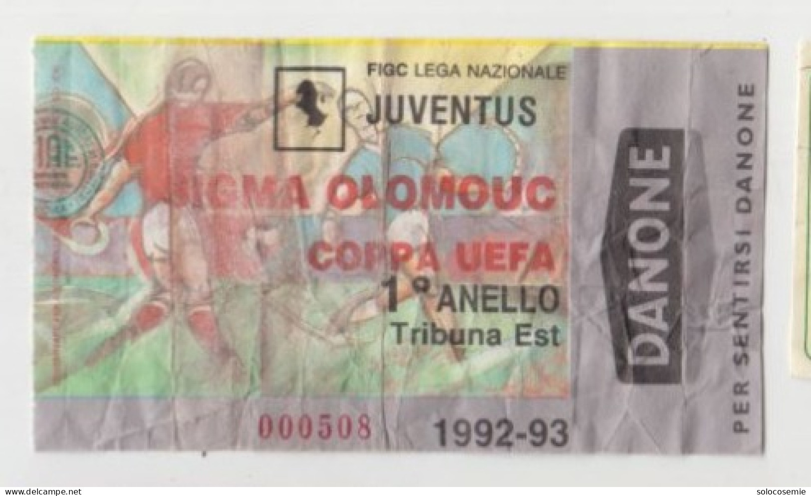 1992/93 JUVENTUS - SIGMA OLOMOUC  # Coppa UEFA , Calcio  #  Ingresso  Stadio / Ticket  000508 - Eintrittskarten