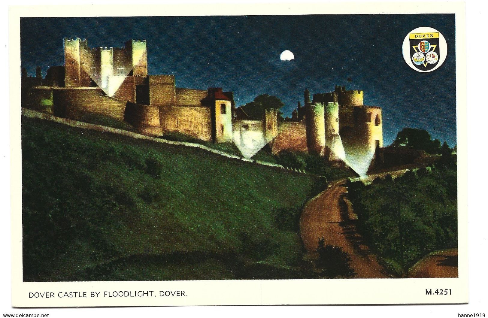 Dover Castle By Floodlight Photo Card Kent England Htje - Dover