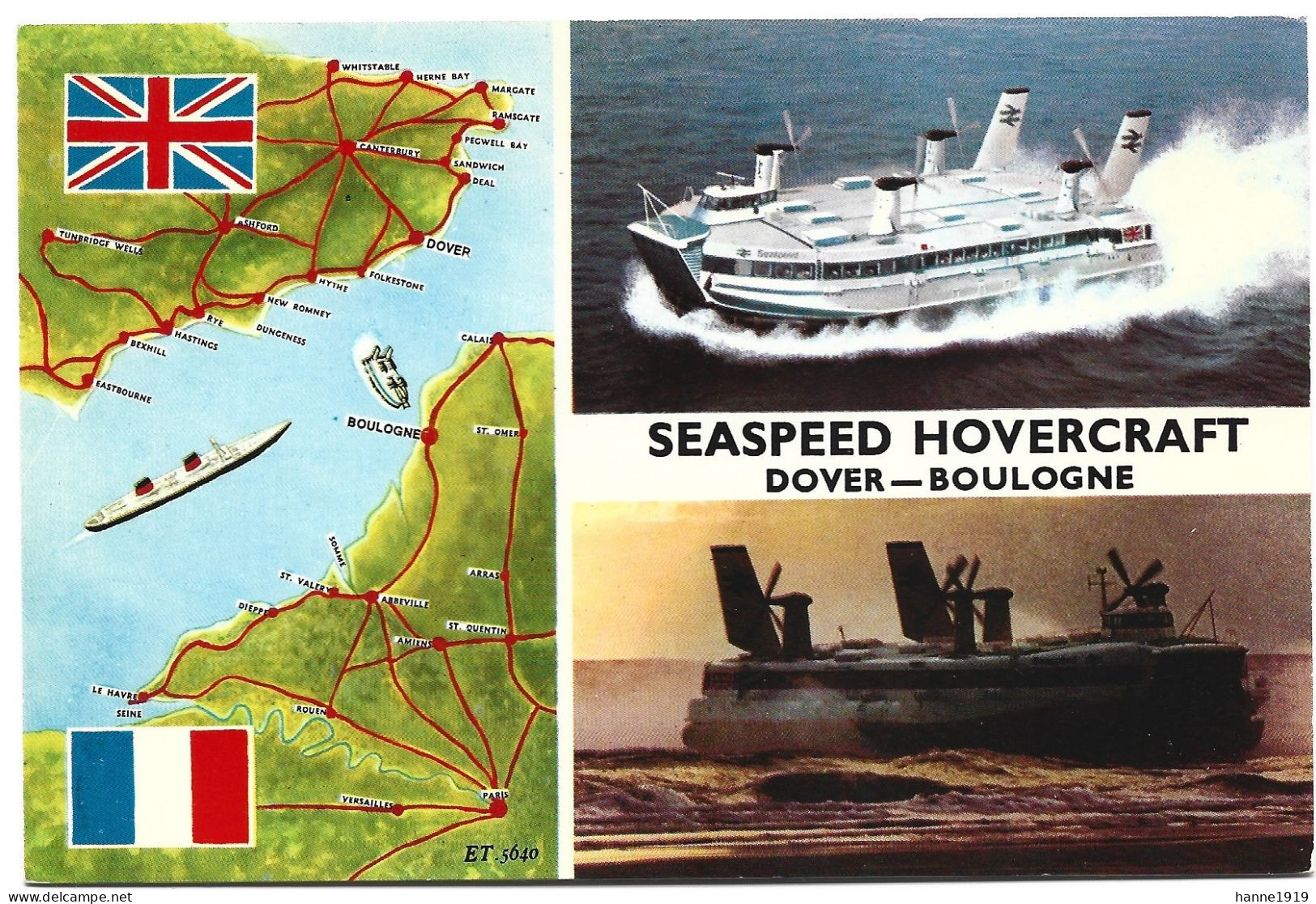 Dover Seaspeed Hovercraft Dover Boulogne Photo Card Kent England Htje - Dover