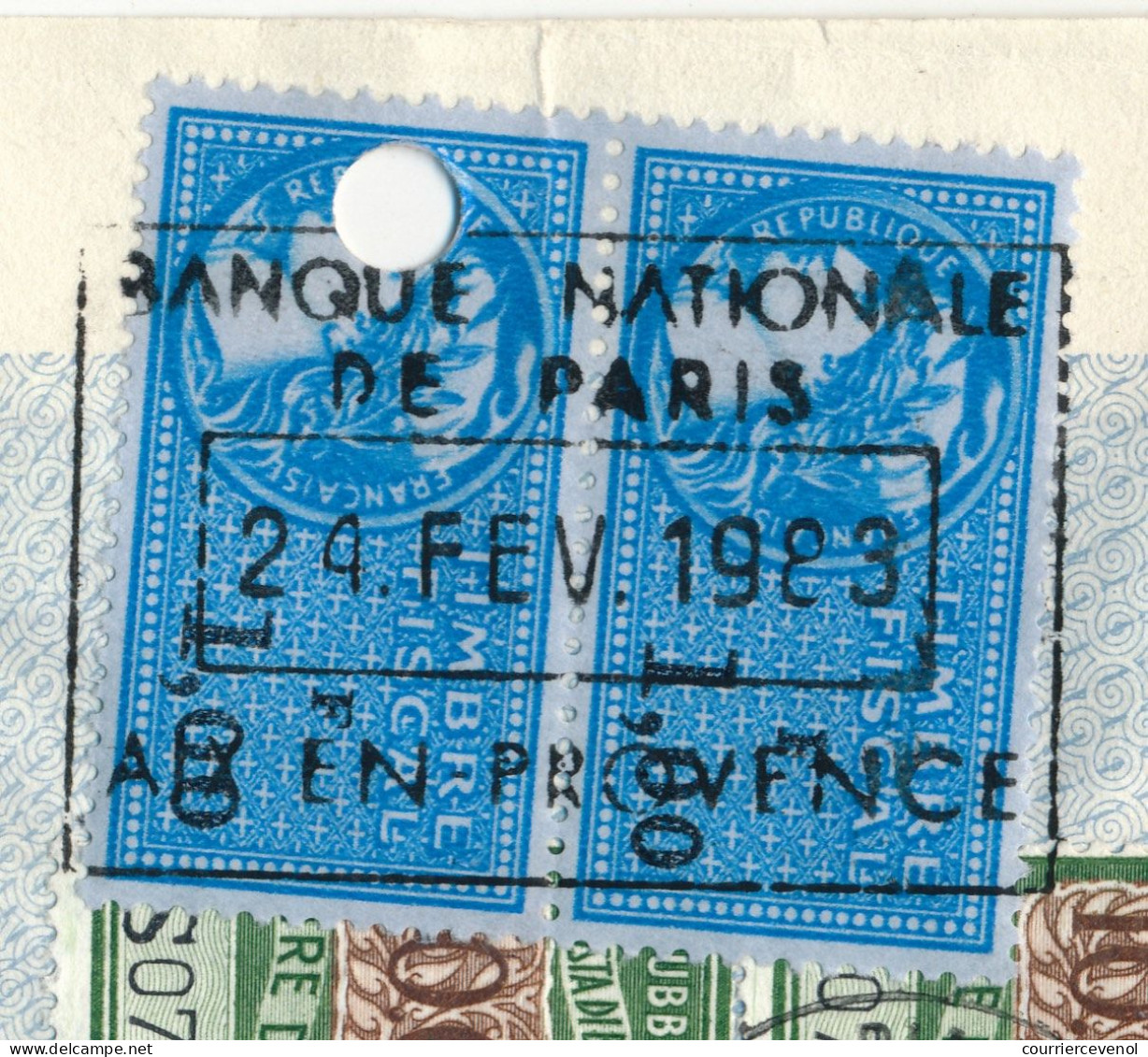 ITALIE / FRANCE - Traite Fiscaux Italiens Et Français 1,00F X 2 - 1983 - Trous D'archives - Unclassified