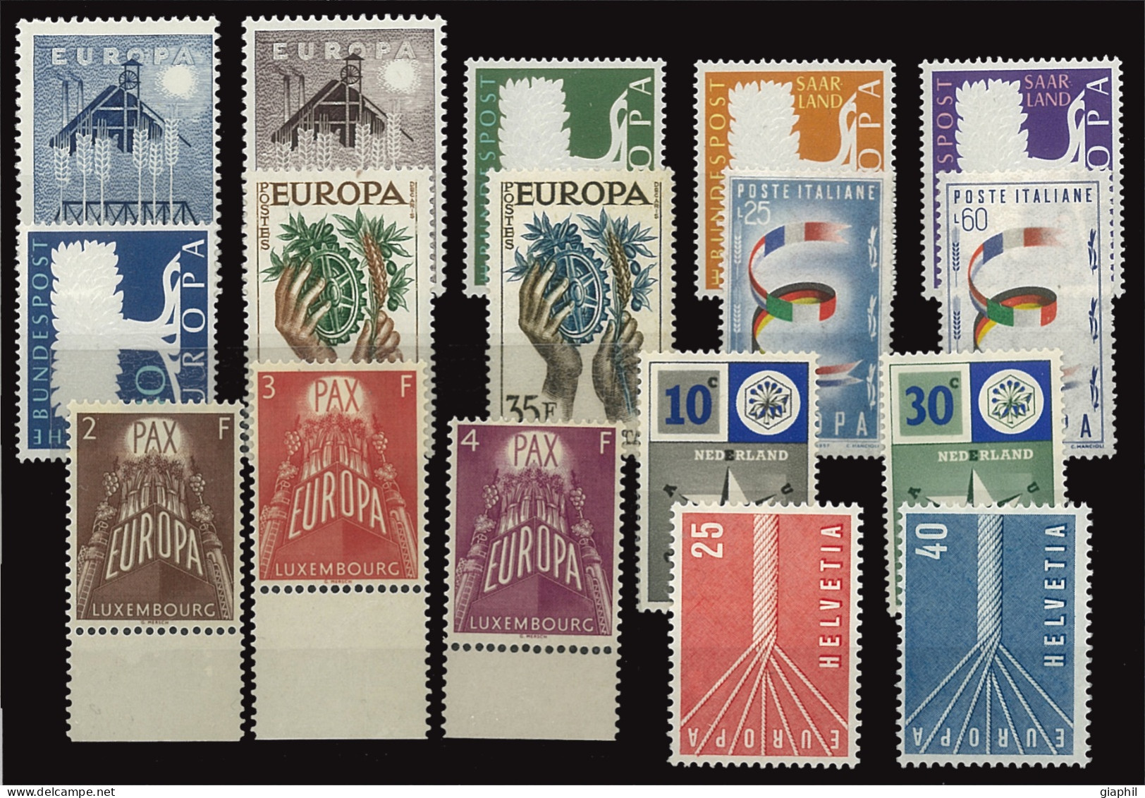 EUROPE EUROPA CEPT 1957 COMPLETE YEAR MNH ** (8 STATES - 18 STAMPS) OFFER! - 1957