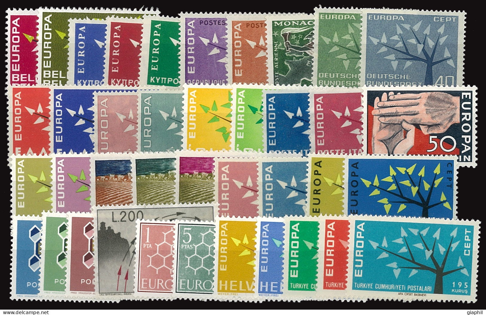 EUROPE EUROPA CEPT 1962 COMPLETE YEAR MNH ** (18 STATES - 39 STAMPS) OFFER! - 1962