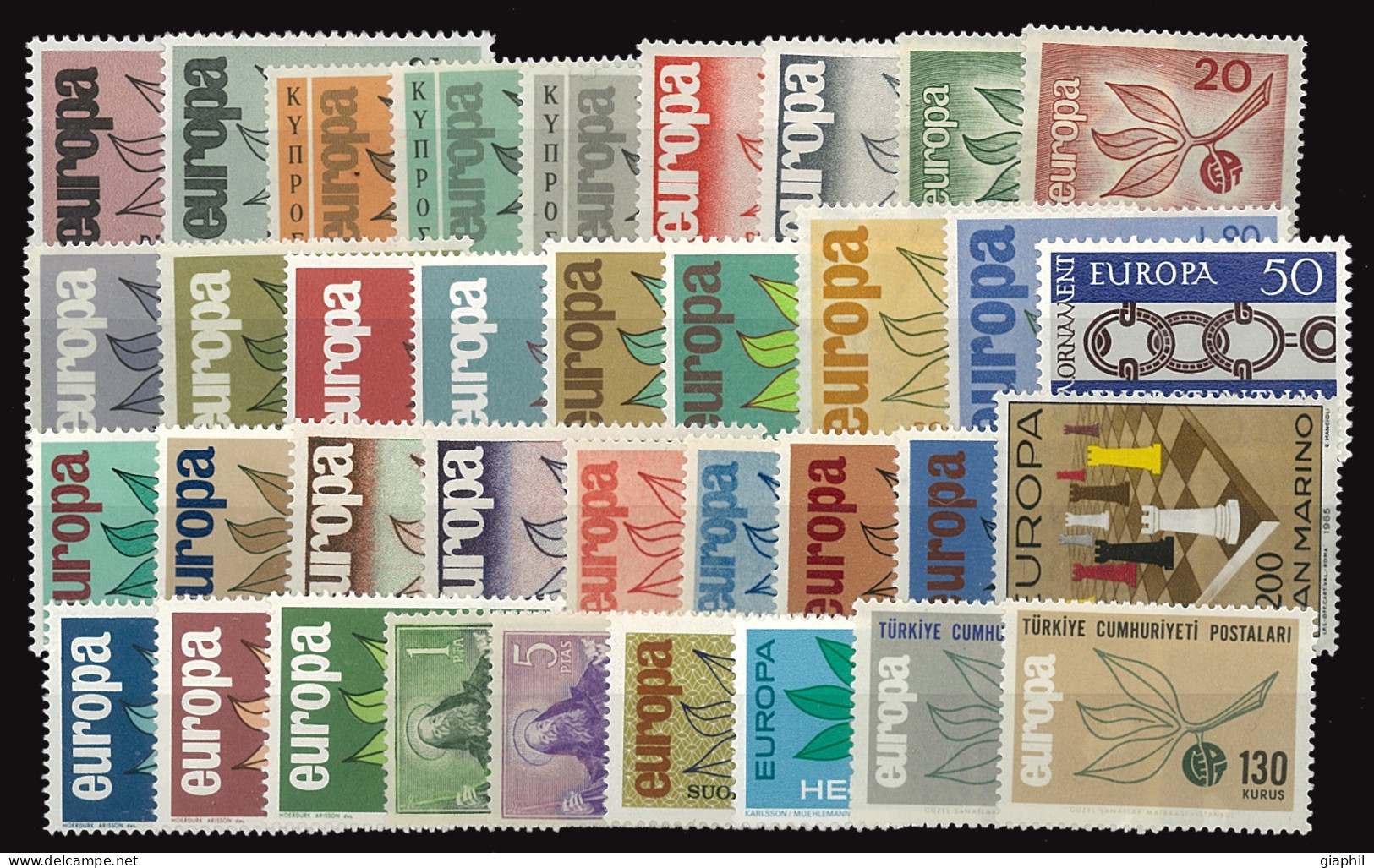 EUROPE EUROPA CEPT 1965 COMPLETE YEAR MNH ** (19 STATES - 36 STAMPS) OFFER! - 1965