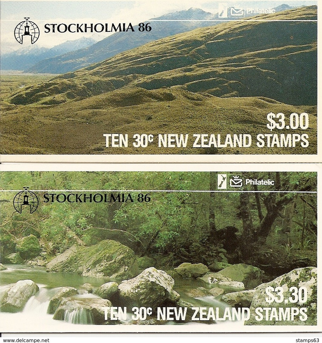 NEW ZEALAND, 1986, Booklet 41/42, Overprinted Pair STOCKHOLMIA - Cuadernillos