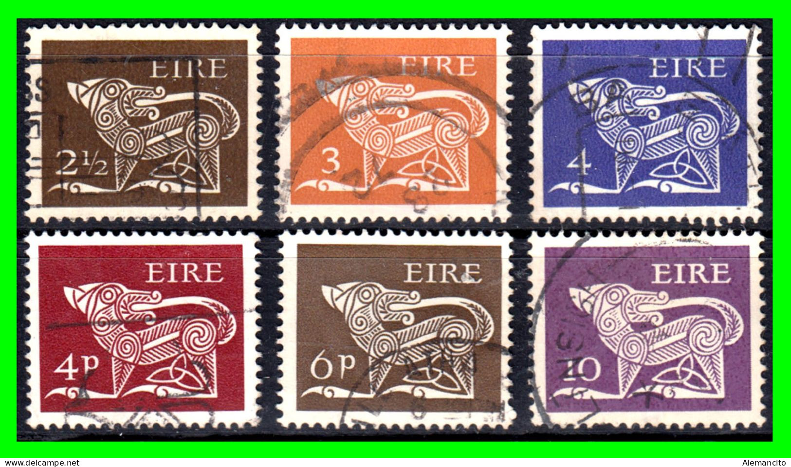 IRLANDA - ( IRELAND – EIRE ) SELLOS AÑO 1968 DE LA SERIE BASICA ANIMALES Y CELTAS - Usados