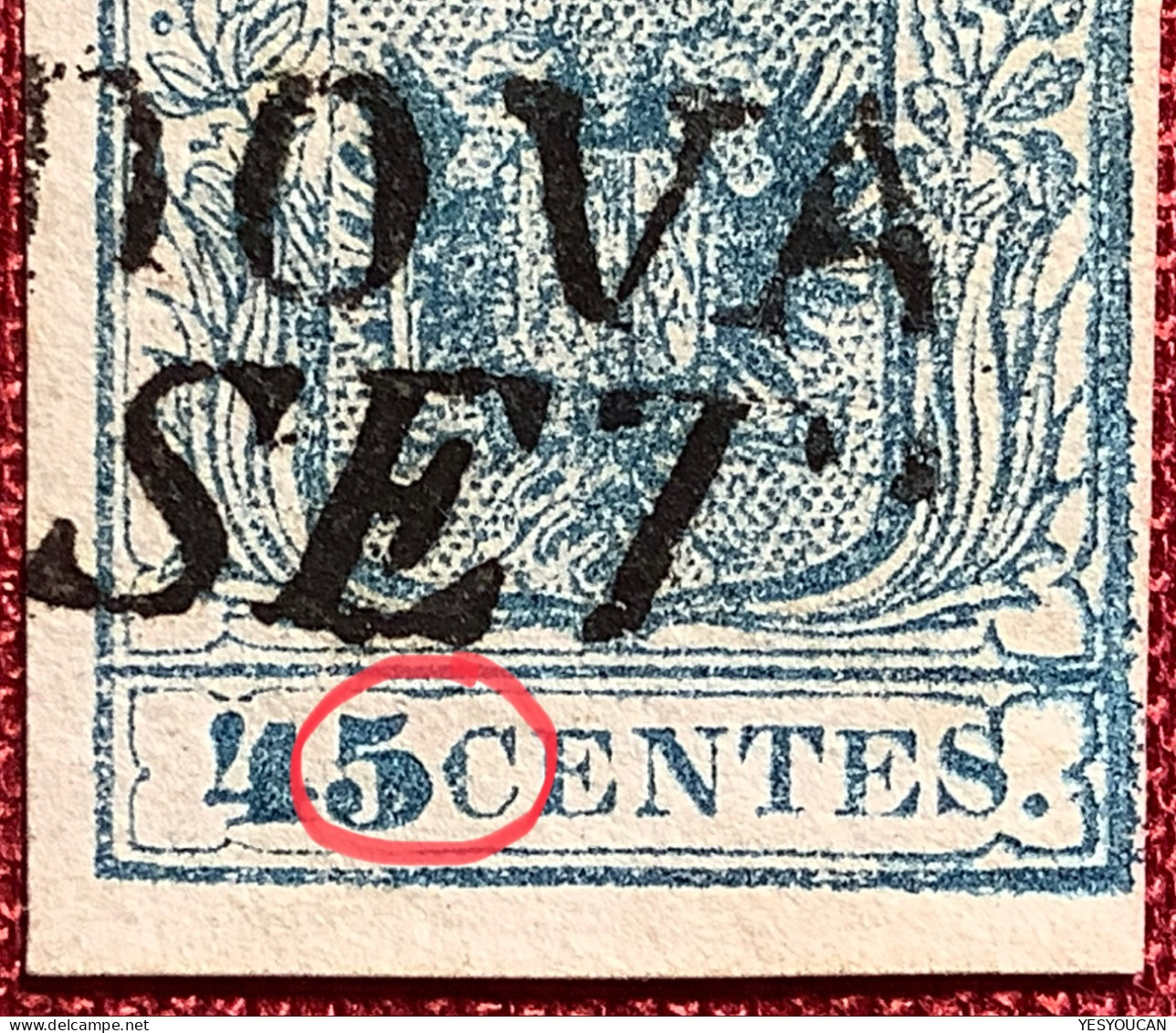 1850 45c TYPE I With RARE NARROW DISTANCE, Hand Paper, VF Used PADOVA (Lombardo-Veneto Lombardei-Venetien Österreich - Lombardo-Veneto