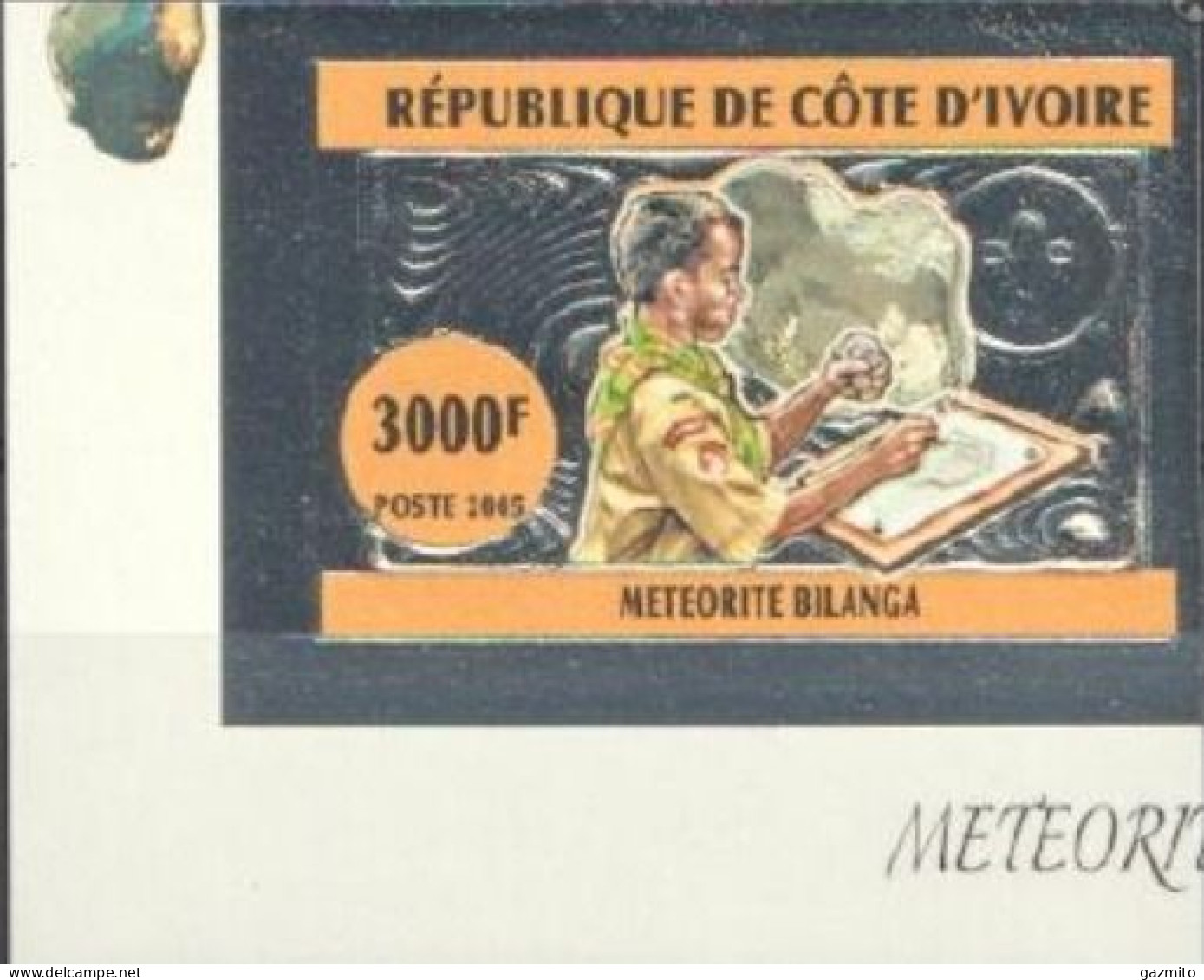 Ivory Coast 2005, Scout, Minerals, Meteor I, 1val Silver IMPERFORATED - Côte D'Ivoire (1960-...)
