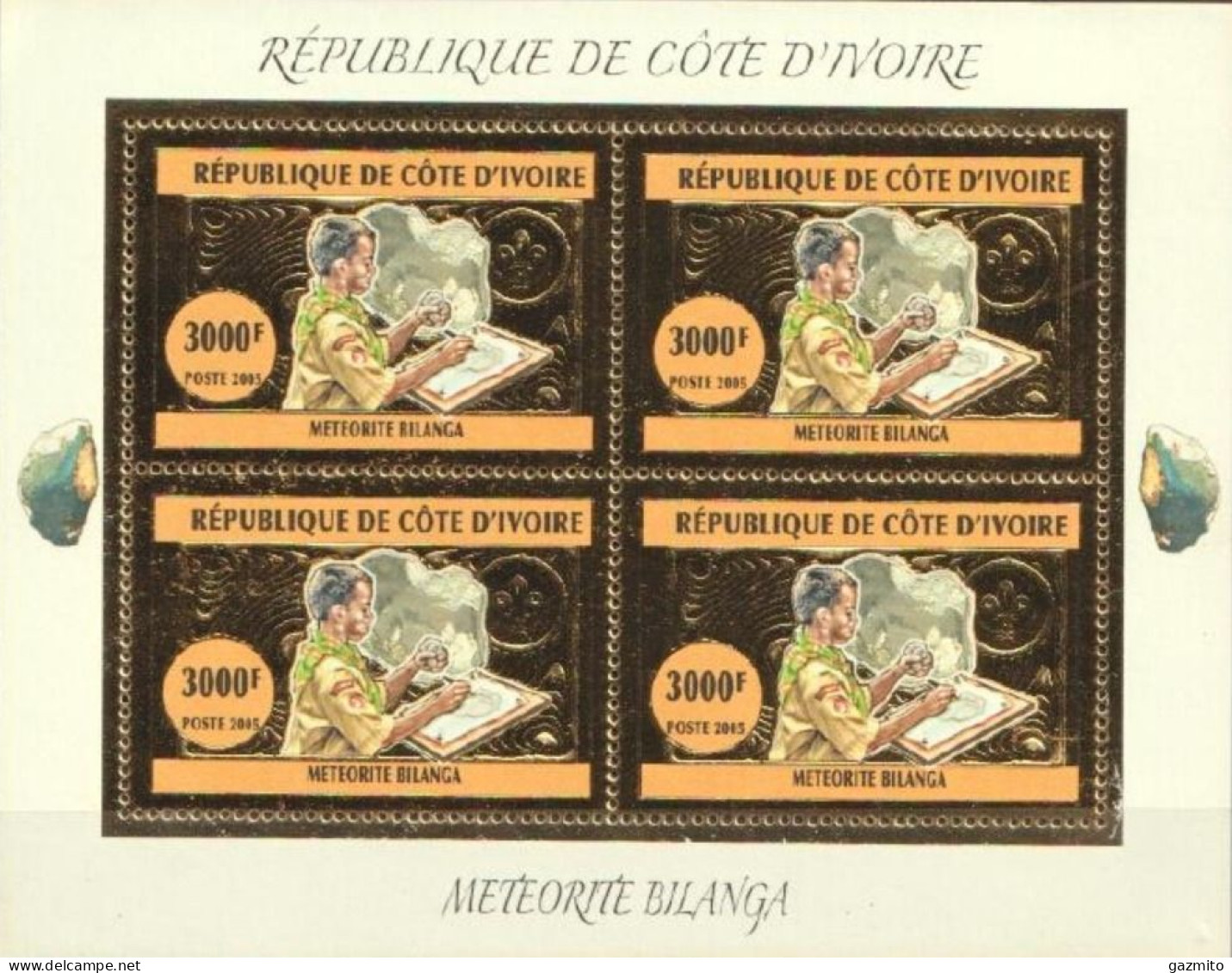 Ivory Coast 2005, Scout, Minerals, Meteor I, 4val In BF GOLD - Côte D'Ivoire (1960-...)