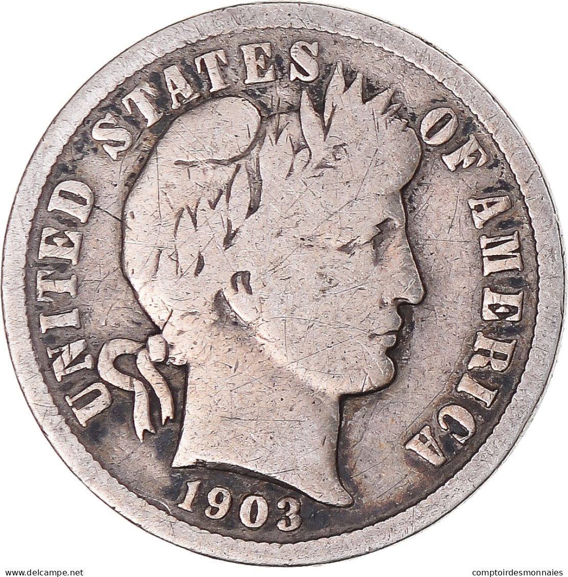 Monnaie, États-Unis, Barber Dime, Dime, 1903, U.S. Mint, Philadelphie, B+ - 1892-1916: Barber