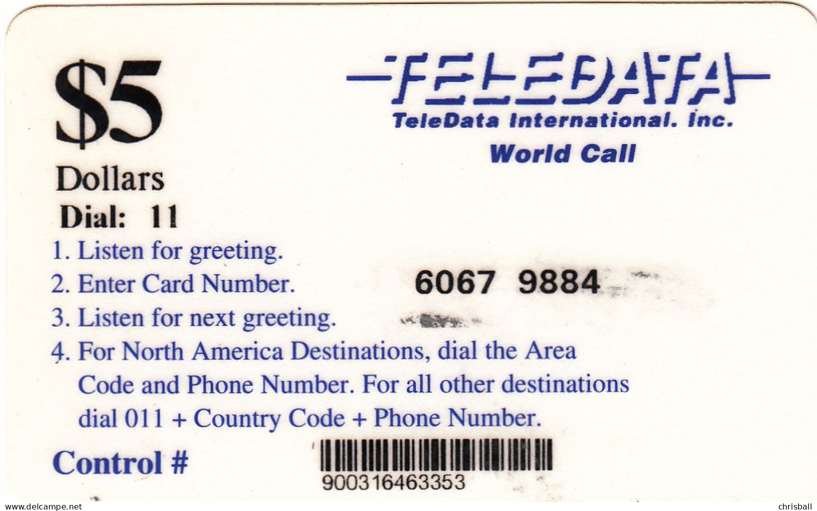 United States - Forces Overseas Phonecard $5 Remote Memory (Fine Used) - Otros & Sin Clasificación