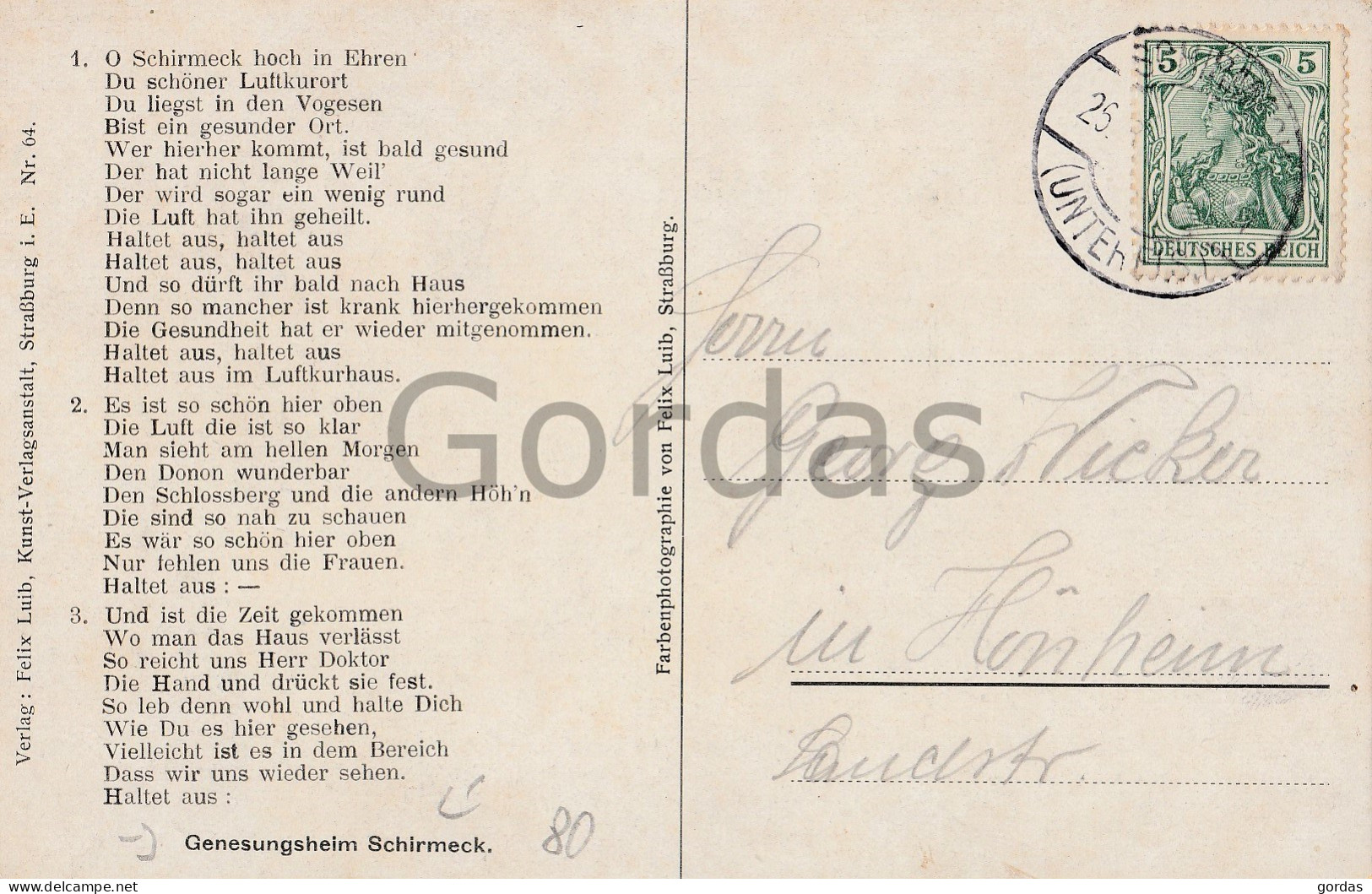 France - Genesungsheim Schirmeck - Litho - Mutzig