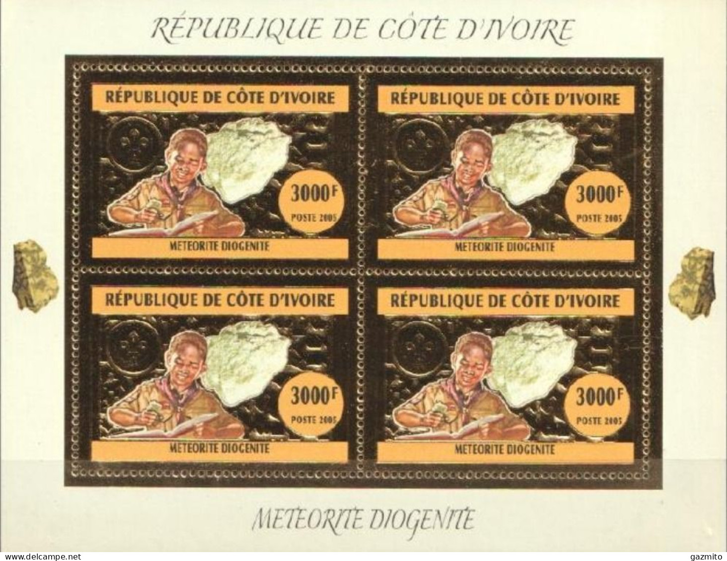 Ivory Coast 2005, Scout, Minerals, Meteor II, 4val In BF GOLD - Côte D'Ivoire (1960-...)
