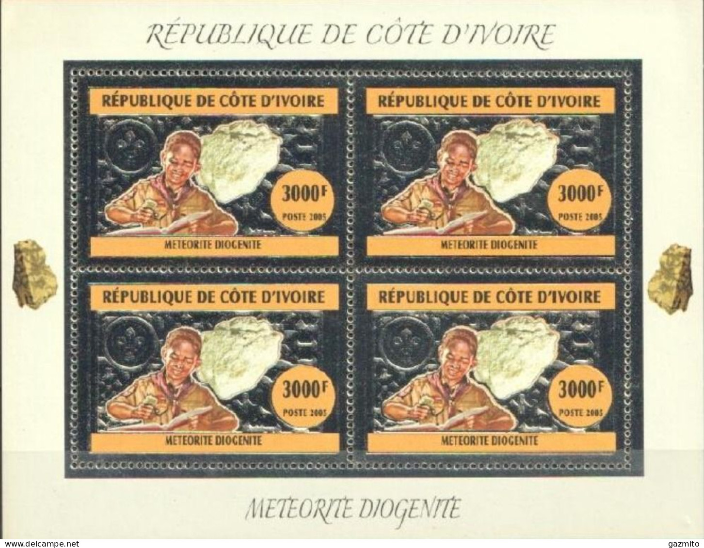 Ivory Coast 2005, Scout, Minerals, Meteor II, 4val In BF Silver - Côte D'Ivoire (1960-...)