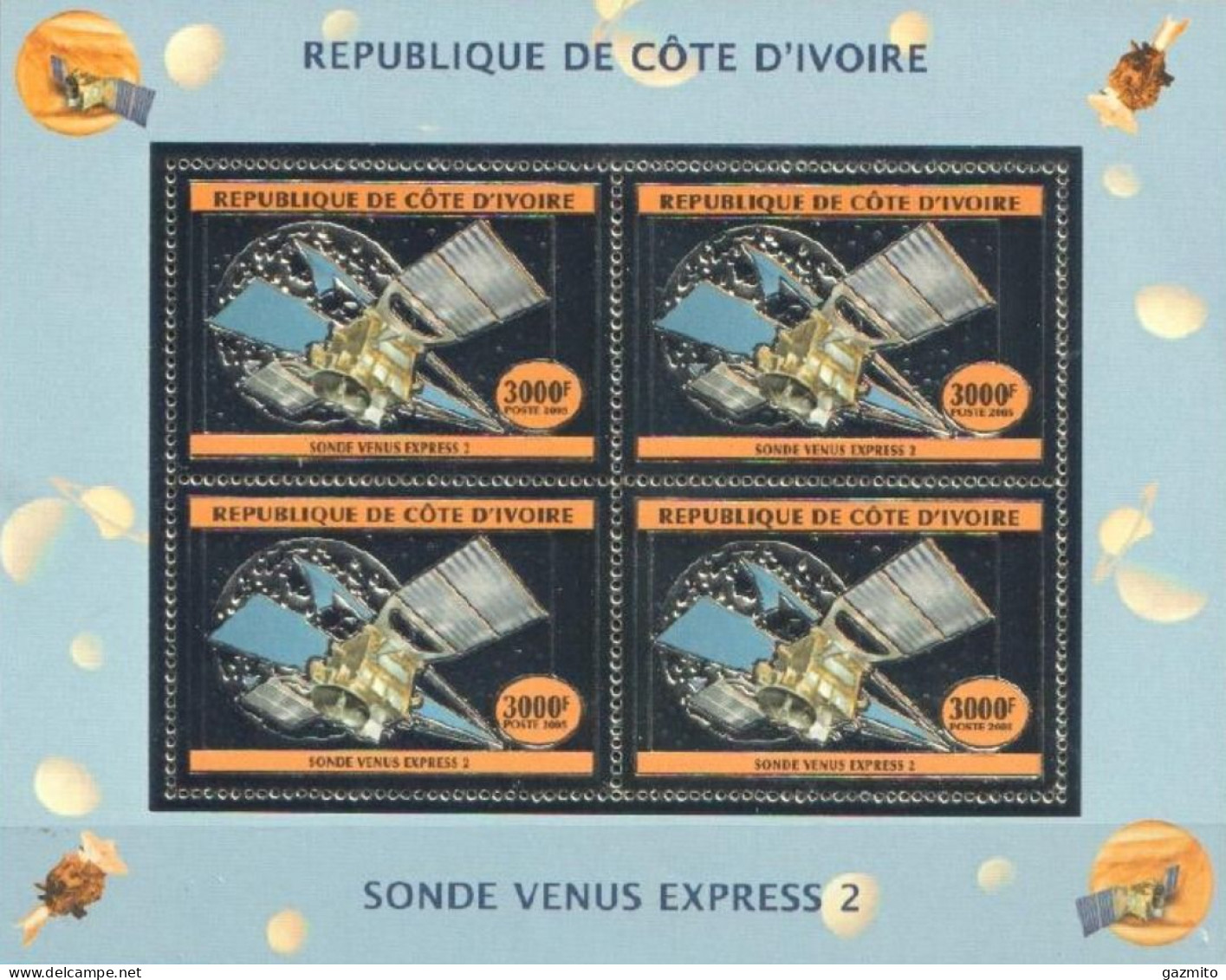Ivory Coast 2005, Space, Sonda Venus Express 2, 4val In BF SILVER - Côte D'Ivoire (1960-...)