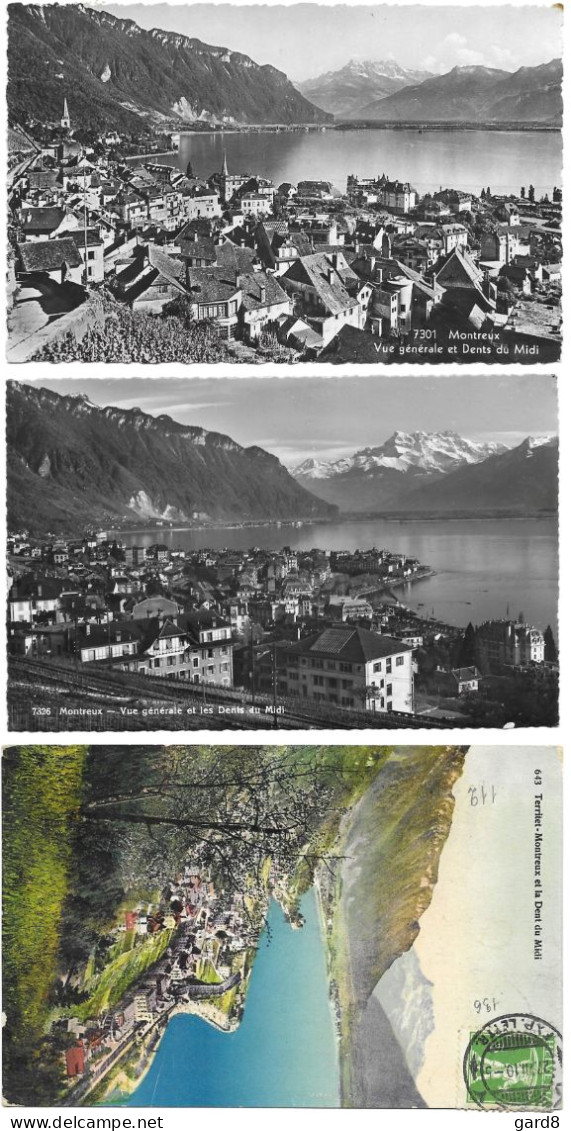 Lot De 3 CP De Montreux En 1910 Et 1936  (CH) - Collezioni E Lotti