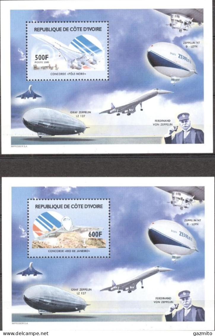 Ivory Coast 2005, Zeppelin, Concorde, 2BF - Côte D'Ivoire (1960-...)