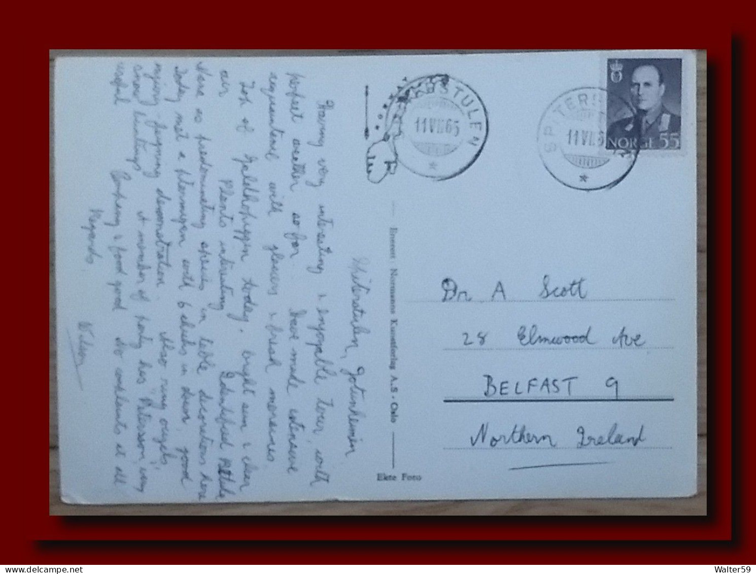 1965 Norge Norway Postcard Bajabreen Fjaerland Sogn Posted Spiterstulen To Great Britain 2scans - Lettres & Documents