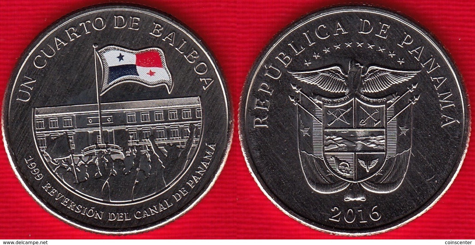 Panama Cuarto (1/4) Balboa 2016 "1999 Panama Canal Reversion" Colored UNC - Panama