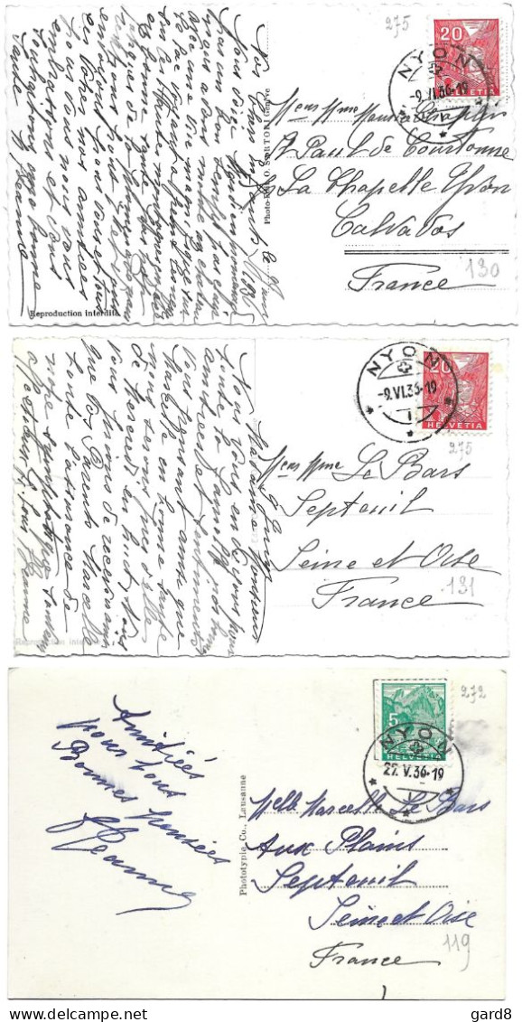 Lot De 3 CP De Nyon En 1936  (CH) - Collections & Lots