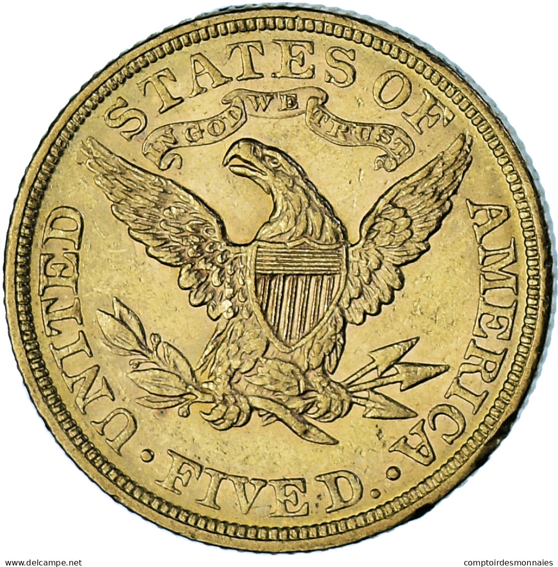 États-Unis, Coronet Head, $5, Half Eagle, 1893, Philadelphia, TTB+, KM 101 - 5$ - Half Eagles - 1866-1908: Coronet Head (Testa Coronata)