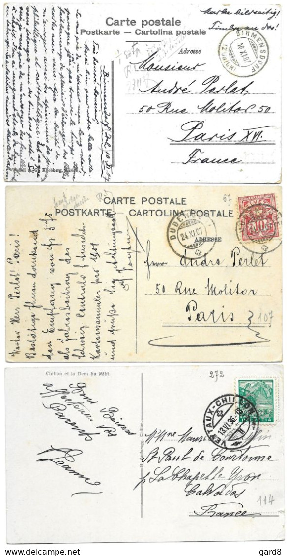 Lot De 3 CP De Suisse En 1907 Et 1936 - Collections & Lots