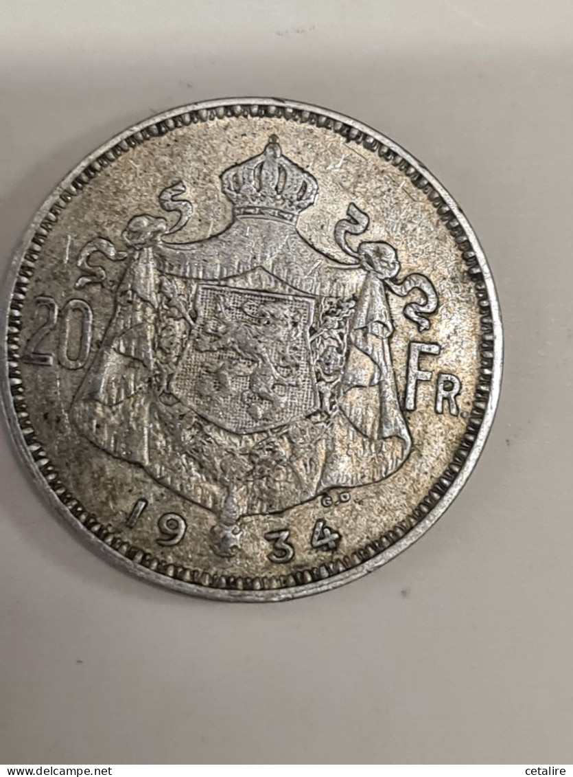 Belgique 20 Francs Argent ,legende En Neerlandais ALBERT KONING DER BELGEN 1934 TB - 20 Francs & 4 Belgas