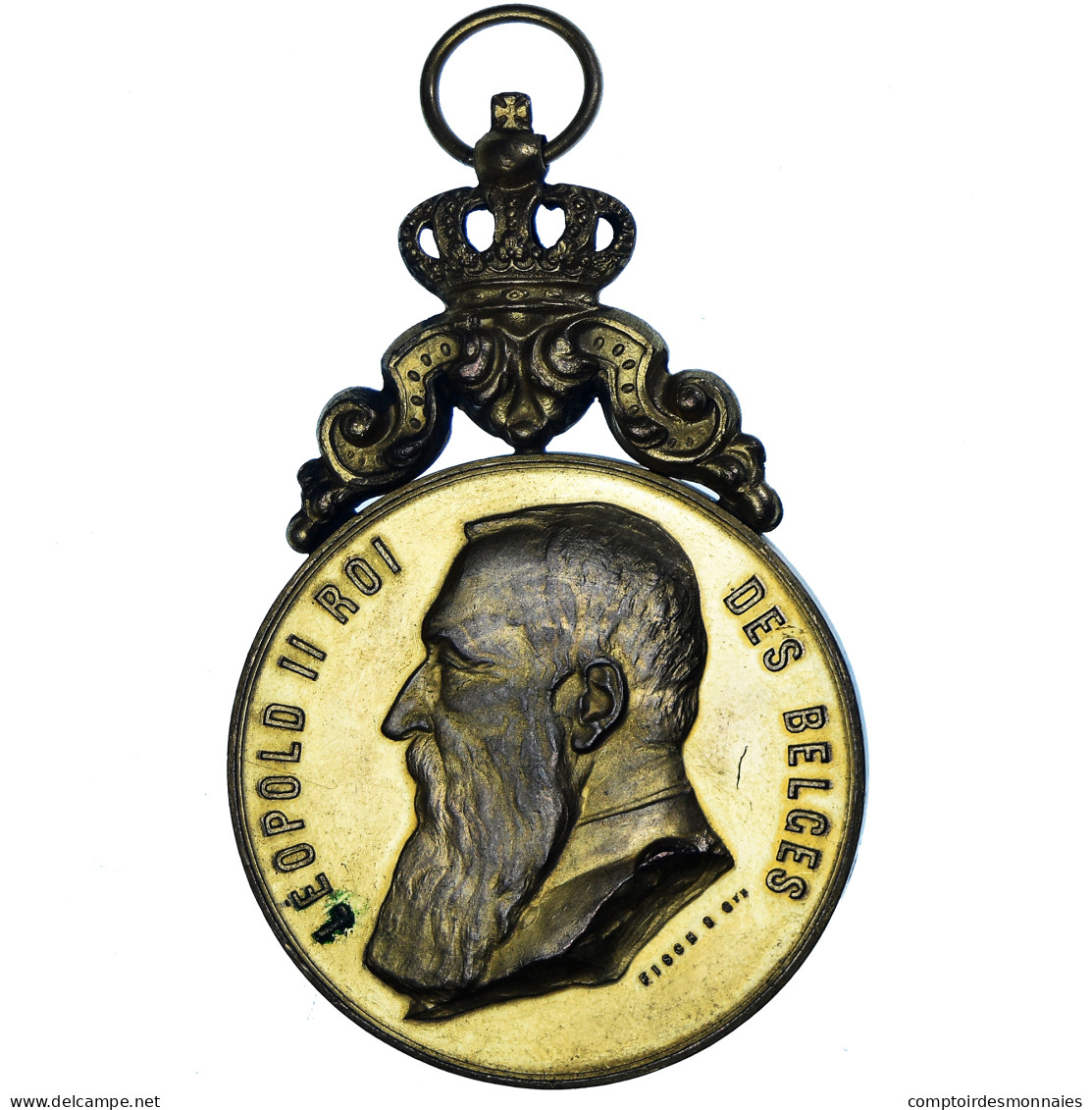 Belgique, Médaille, Leopold II, Inauguration Du Drapeau Du Corps De Police - Autres & Non Classés