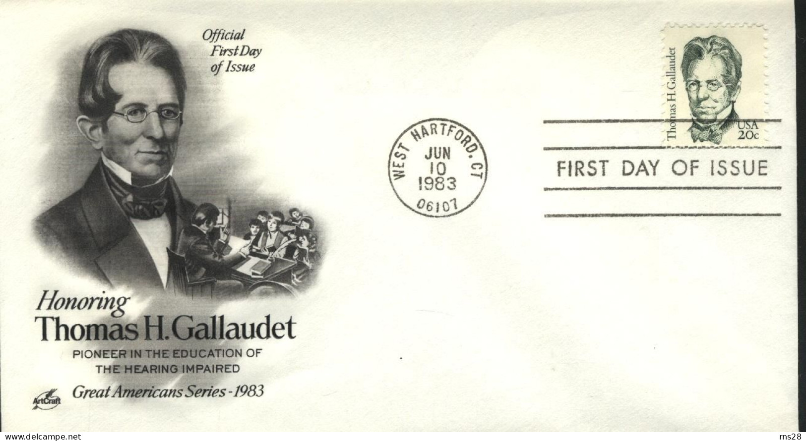 USA  FDC  Sc 1961  Thomas H Gallaudet - 1981-1990