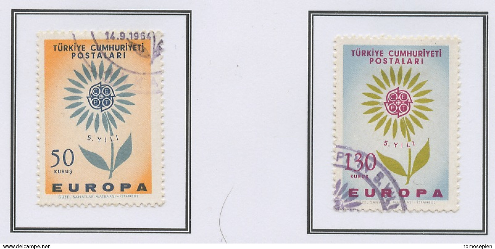 Europa CEPT 1964 Turquie - Türkei - Turkey Y&T N°1697 à 1698 - Michel N°1917 à 1918 (o) - 1964