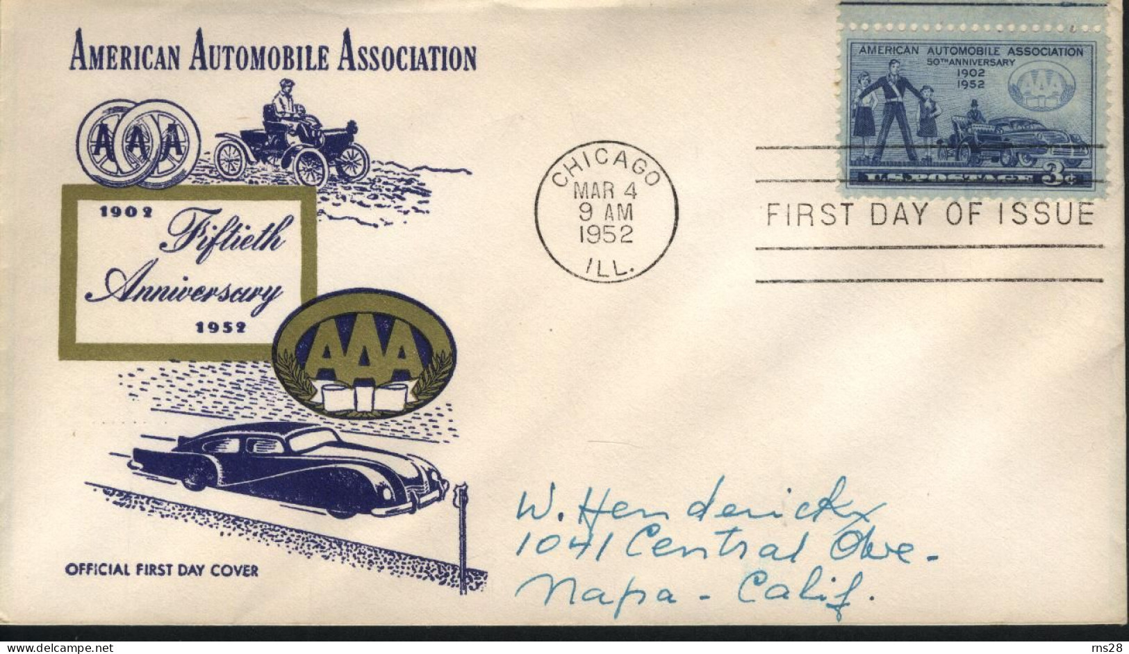 USA FDC Sc  1007   AAA  Automobile - 1951-1960