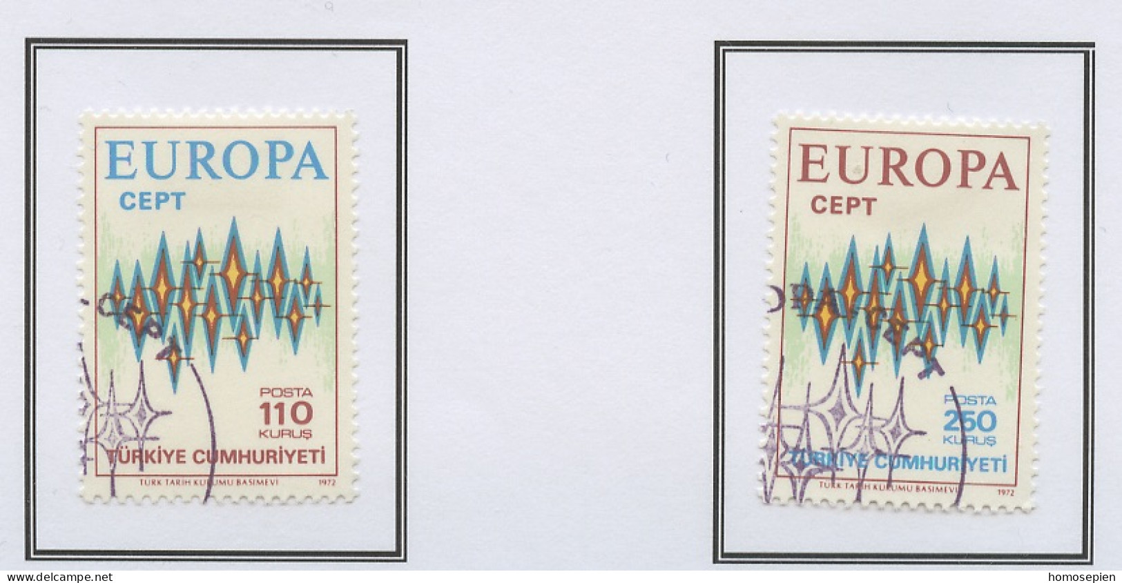 Europa CEPT 1972 Turquie - Türkei - Turkey Y&T N°2024 à 2025 - Michel N°2253 à 2254 (o) - 1972