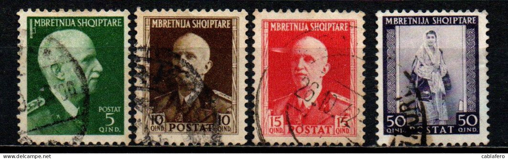 ALBANIA - 1939 -EFFIGIE DEL RE D'ITALIA VITTORIO EMANUELE III E COSTUME TRADIZIONALE DELL'ALBANIA - USATI - Albania