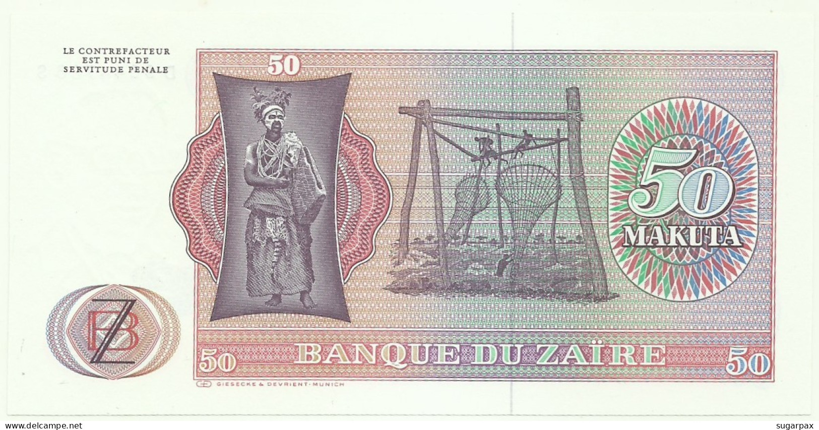 Zaïre - 50 Makuta - 24.11.1979 - Pick 17.a -  Unc. - Sign. 5 - Prefix D , Sufix S - Mobutu - Zaïre