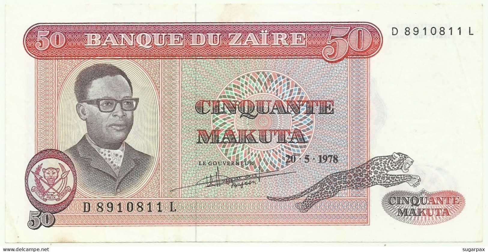 Zaïre - 50 Makuta - 20.5.1978 - Pick 16.c -  Sign. 4 - Prefix D , Sufix L - Mobutu - Zaïre