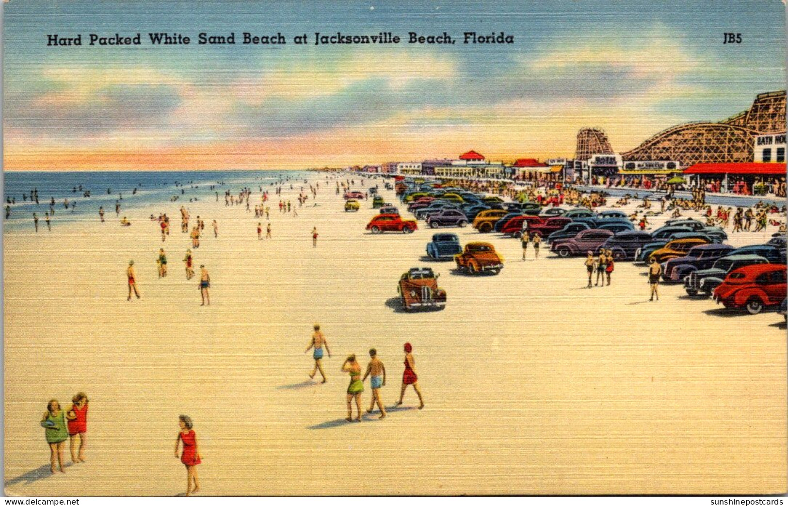 Florida Jacksonville Beach Hard Packed White Sand 1949 - Jacksonville