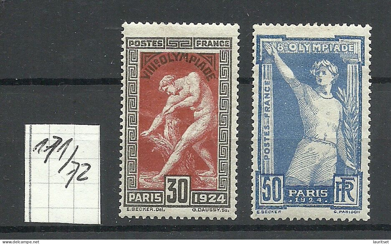 FRANKREICH France 1924 Michel 171 - 172 * Olympic Games Paris - Estate 1924: Paris